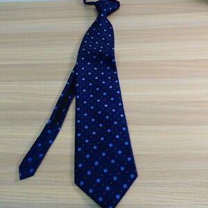 Pre Tied Neck Tie Youth Teens Royal Blue Square Grid Checks Zipper FASHION TOP